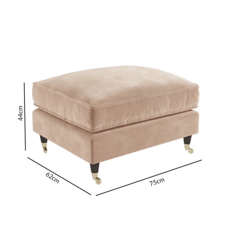 Velvet Footstool in Blush Pink - Payton