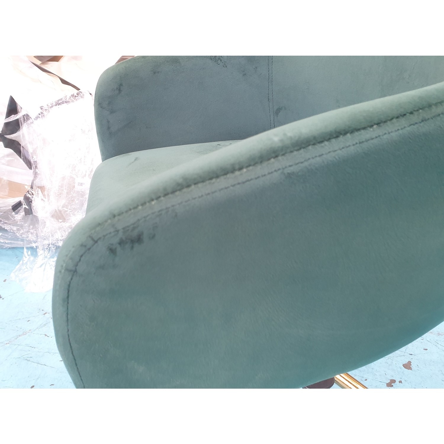 GRADE A2 Green Velvet Office Swivel Chair with Gold Base Marley