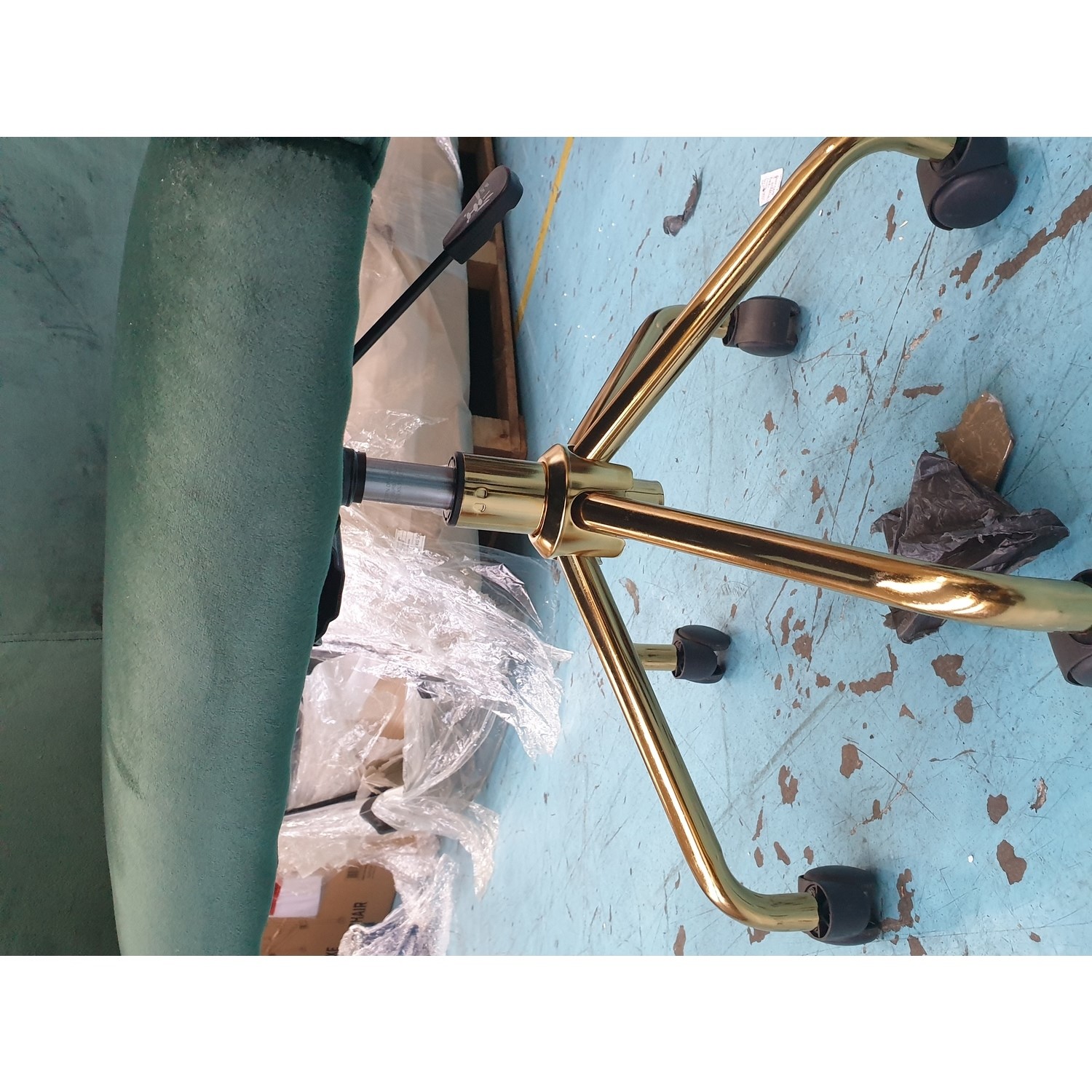 GRADE A2 Green Velvet Office Swivel Chair with Gold Base Marley