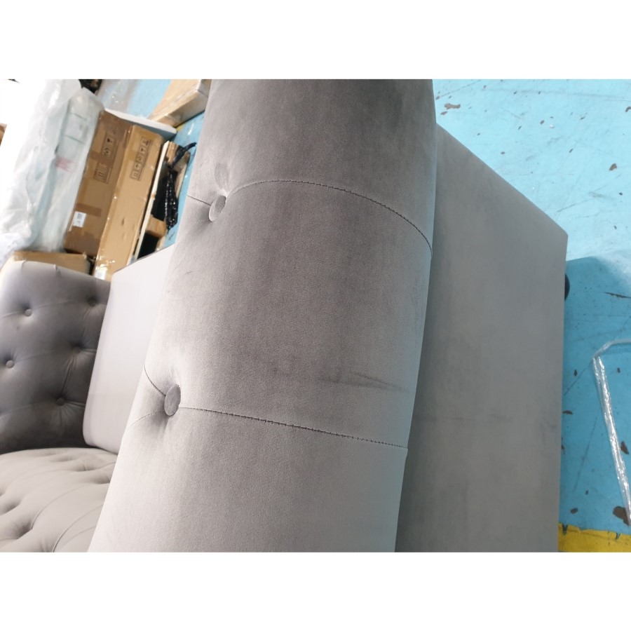 GRADE A2 - Chesterfield Sofa in Grey Velvet - Seats 2 - Bronte