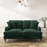 GRADE A2 - Dark Green Velvet 2 Seater Sofa - Payton