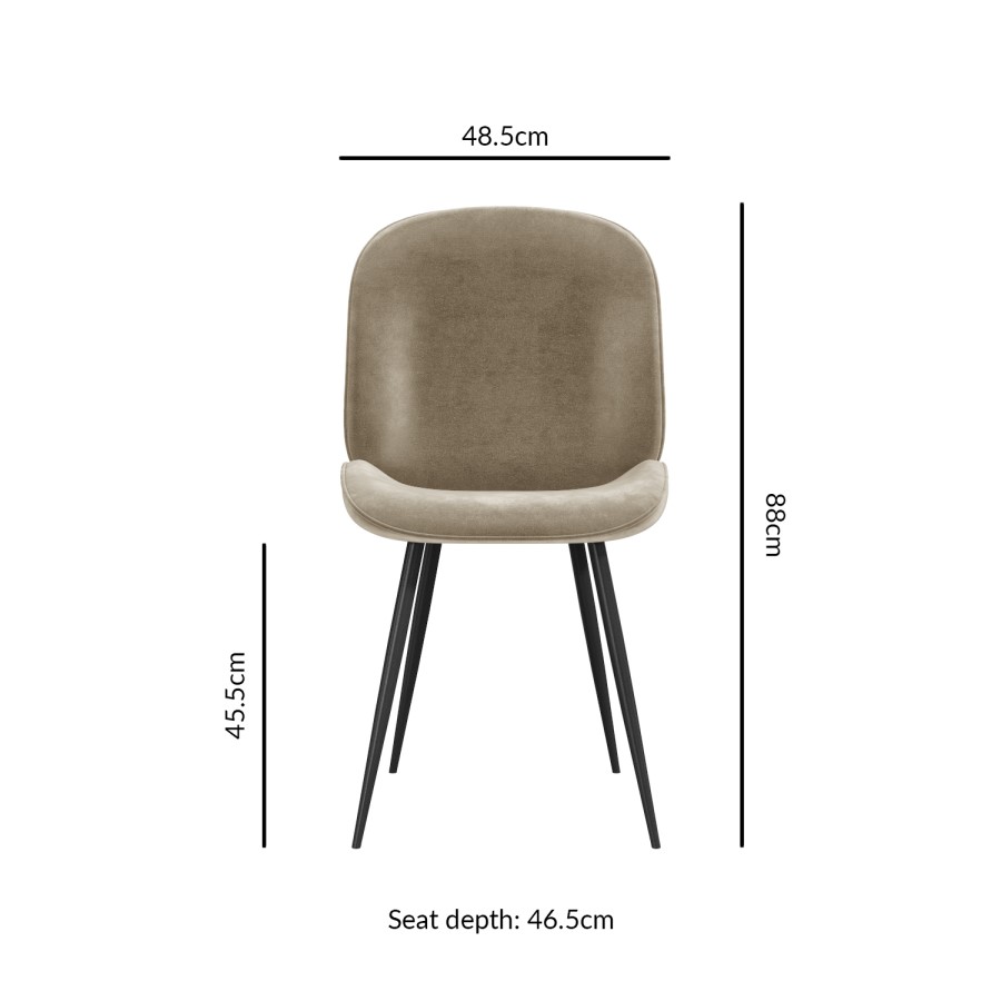 GRADE A2 - Set of 2 Mink Velvet Dining Chairs with Black Legs - Jenna