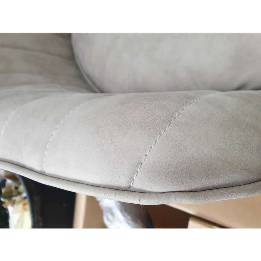 GRADE A2 - Set of 2 Beige Faux Leather Dining Tub Chairs with Black Legs - Logan