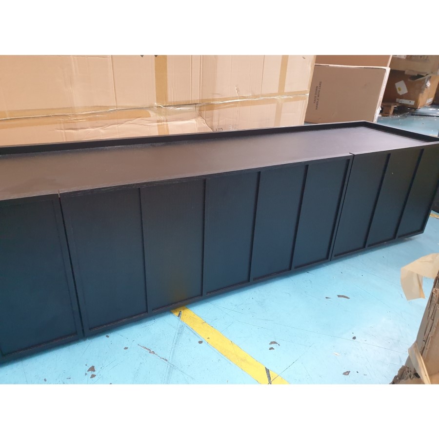 GRADE A2 - Large Black Oak TV Unit with Storage - TV's up to 70" - Helmer