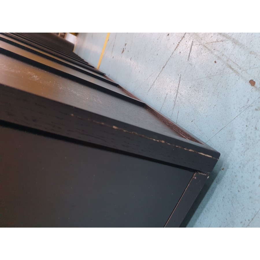 GRADE A2 - Large Black Oak TV Unit with Storage - TV's up to 70" - Helmer