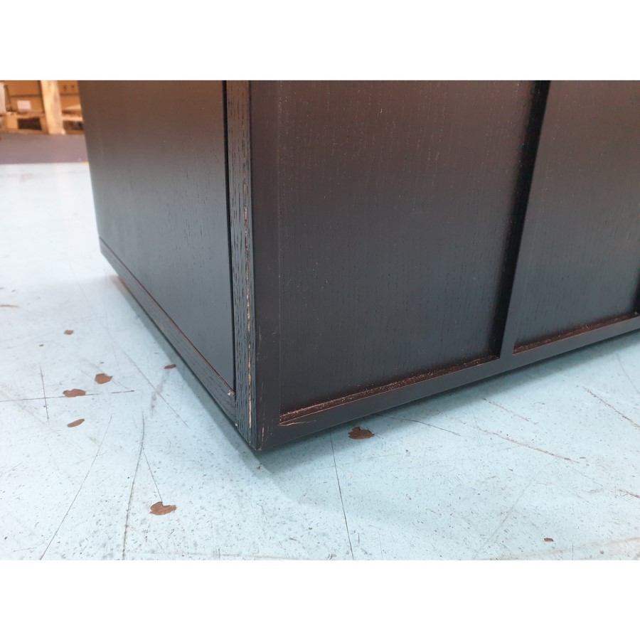 GRADE A2 - Large Black Oak TV Unit with Storage - TV's up to 70" - Helmer