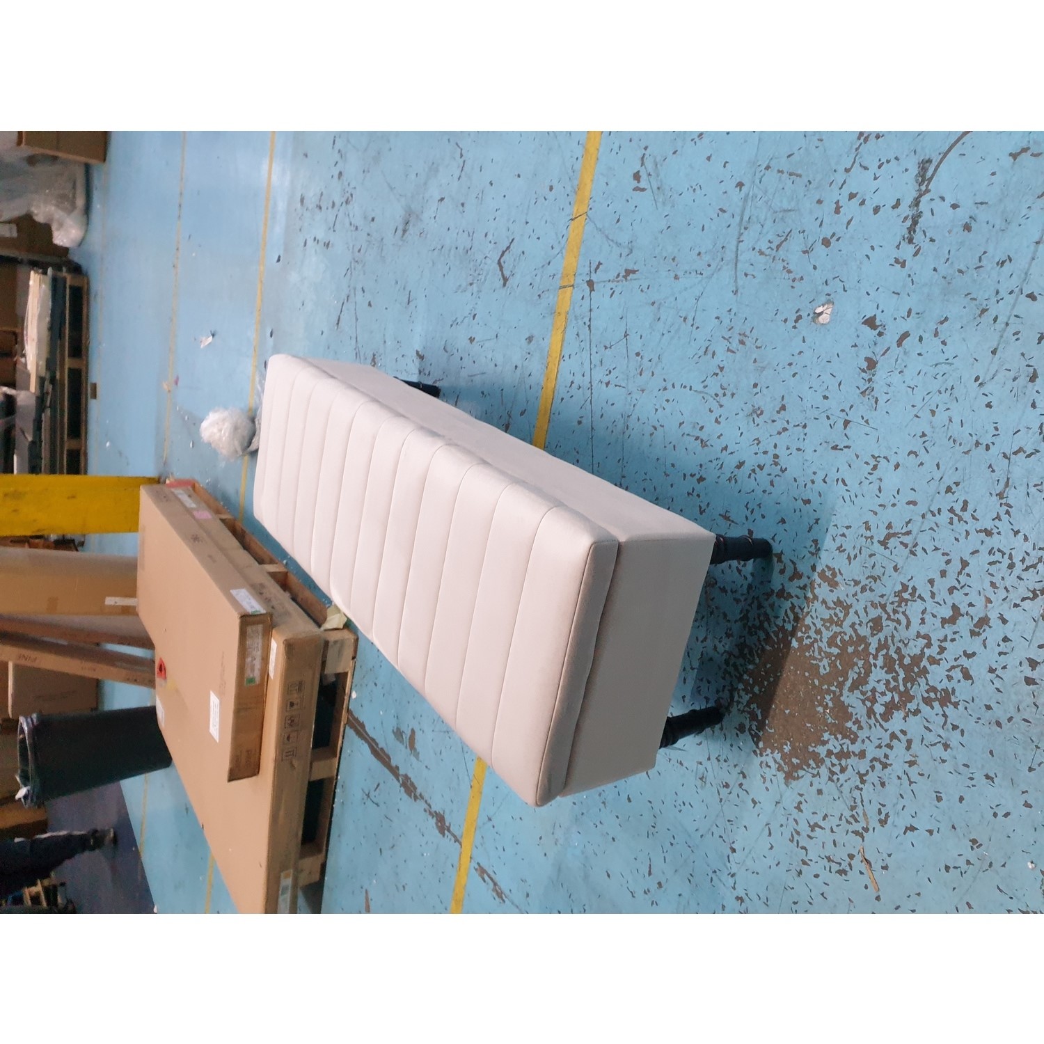 GRADE A2 Safina Striped Top Ottoman Storage Bench in Silver Grey