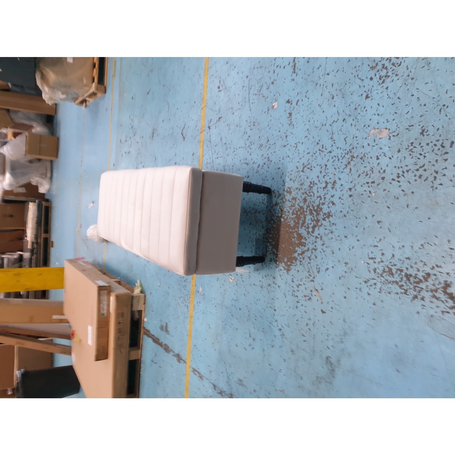 GRADE A2 Safina Striped Top Ottoman Storage Bench in Silver Grey