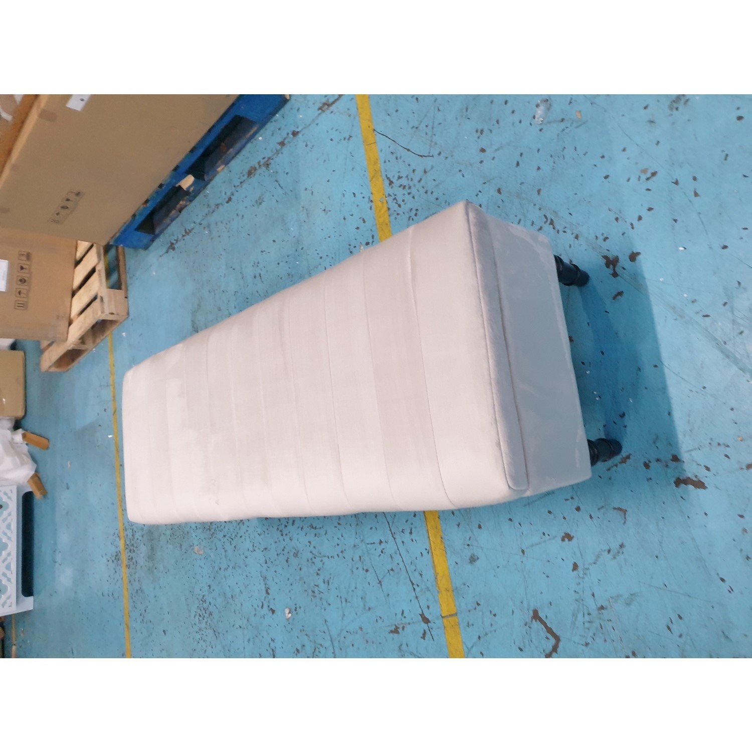 GRADE A2 Safina Striped Top Ottoman Storage Bench in Silver Grey