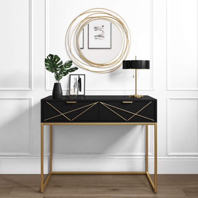 Black Dressing Table with 2 Storage Drawers - Zhara