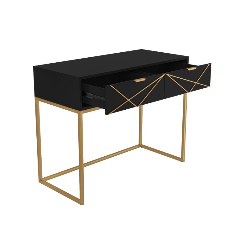 GRADE A1 - Black Dressing Table with 2 Storage Drawers - Zhara