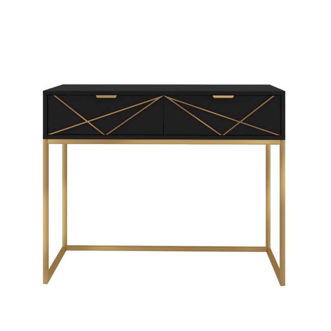 Black Dressing Table with 2 Storage Drawers - Zhara