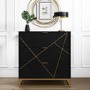 Black and Gold Patterned Chest of 3 Drawers with Legs - Zhara