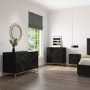 Black and Gold Patterned Chest of 3 Drawers with Legs - Zhara