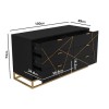 Black and Gold Wide Chest of 6 Drawers - Zhara