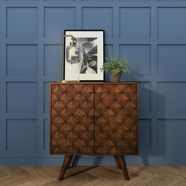 GRADE A1 - Small Sideboard in Dark Wood with 2 Doors - Freya