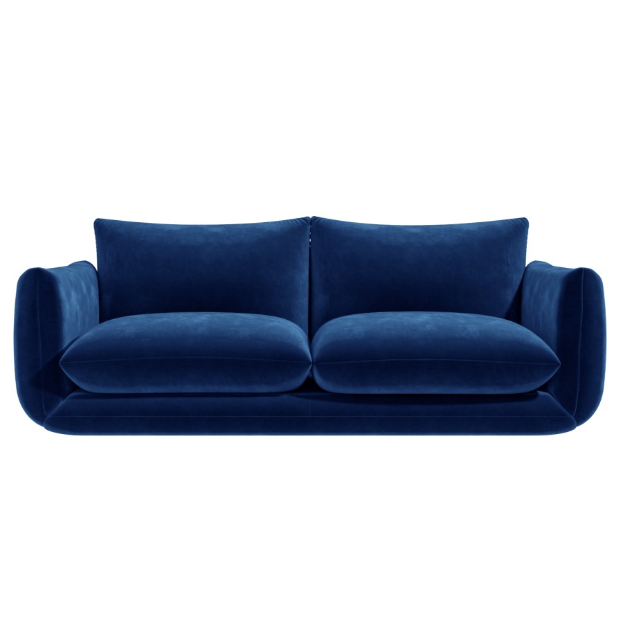 Navy Velvet Curved 3 Seater Velvet Sofa - Bodi