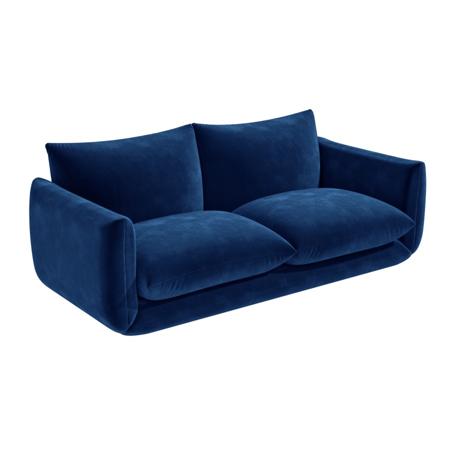 Navy Velvet Curved 3 Seater Velvet Sofa - Bodi