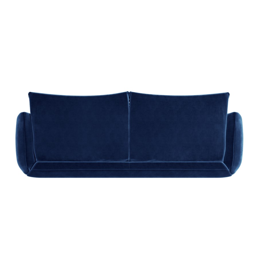 Navy Velvet Curved 3 Seater Velvet Sofa - Bodi