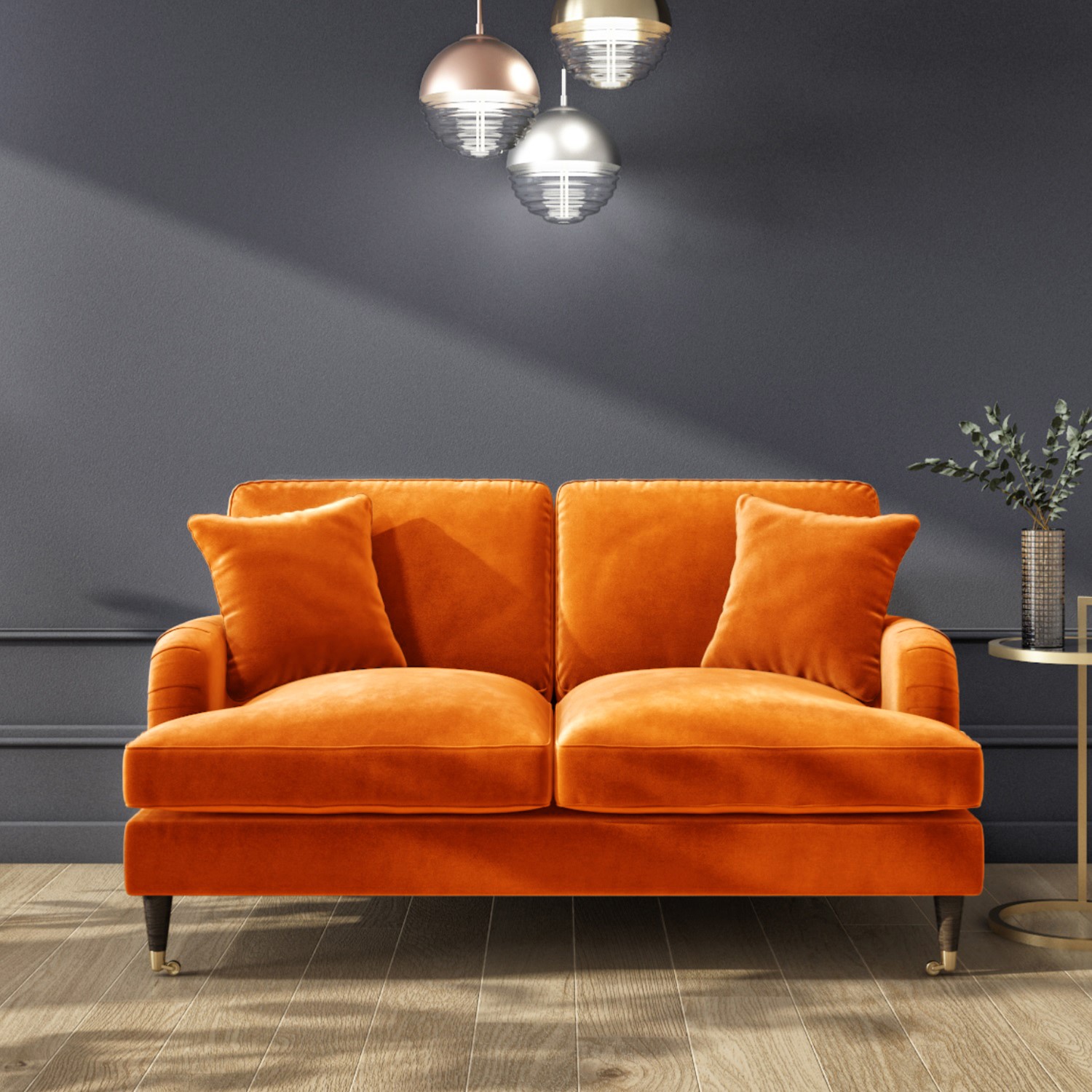 Orange Velvet 2 Seater Sofa Payton Furniture123