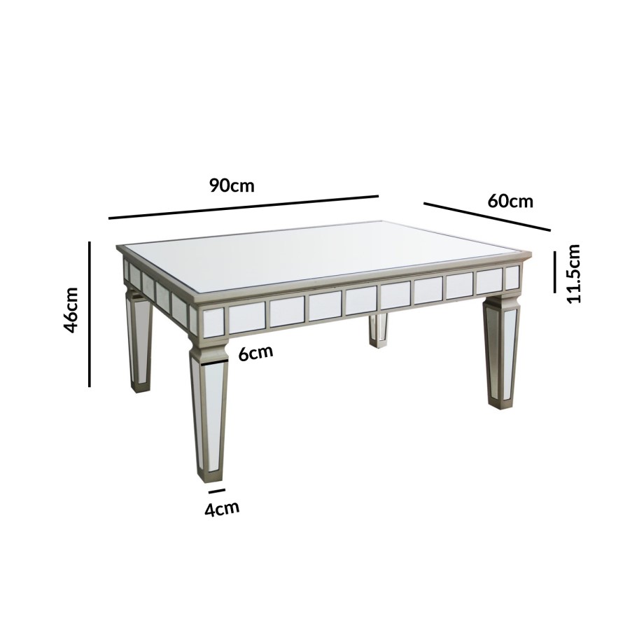 GRADE A2 - Small Mirrored Coffee Table - Jade Boutique