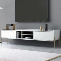 ALMOST PERFECT - Wide White TV Stand with Storage - TV's up to 70" - Olis