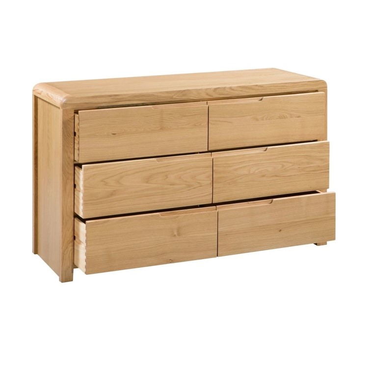 Julian Bowen Curve Oak 6 Drawer Wide Chest of Drawers