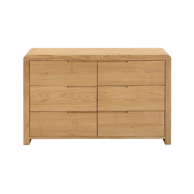 Julian Bowen Curve Oak 6 Drawer Wide Chest of Drawers