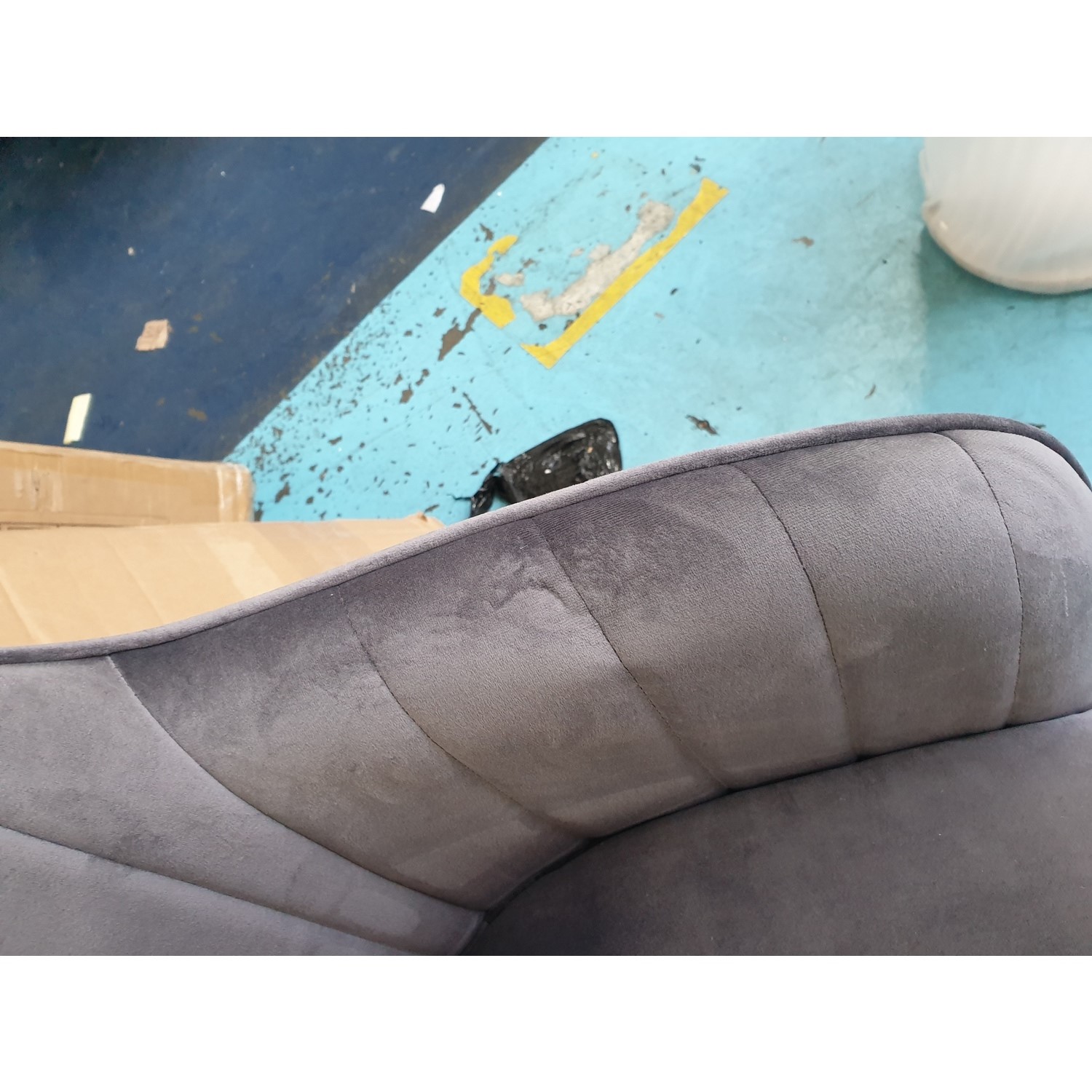 GRADE A2 Set of 2 Grey Velvet Dining Tub Chairs with Chrome Legs