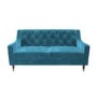 GRADE A2 - 2 Seater Sofa in Blue Velvet with Buttoned Back - Cole
