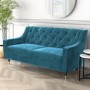 GRADE A2 - 2 Seater Sofa in Blue Velvet with Buttoned Back - Cole