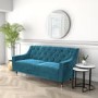 GRADE A2 - 2 Seater Sofa in Blue Velvet with Buttoned Back - Cole