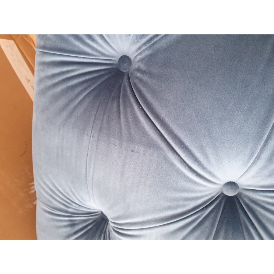 GRADE A2 - Buttoned Velvet Footstool in Teal - Cole