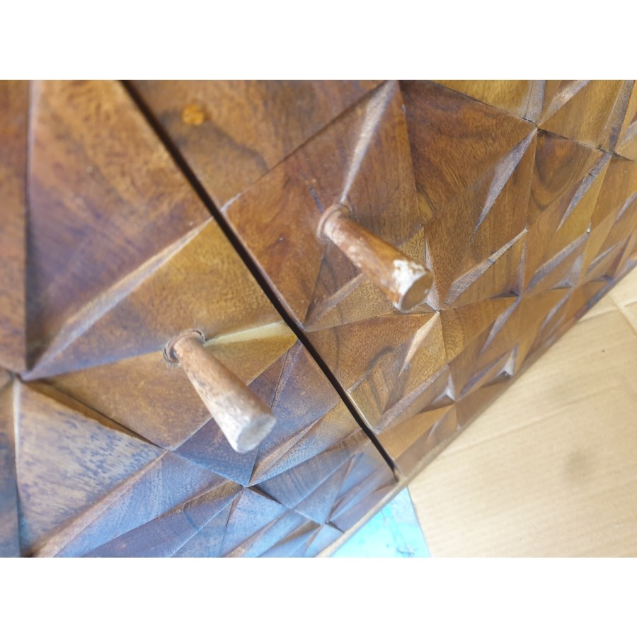 GRADE A2 - Small Sideboard in Dark Wood with 2 Doors - Freya