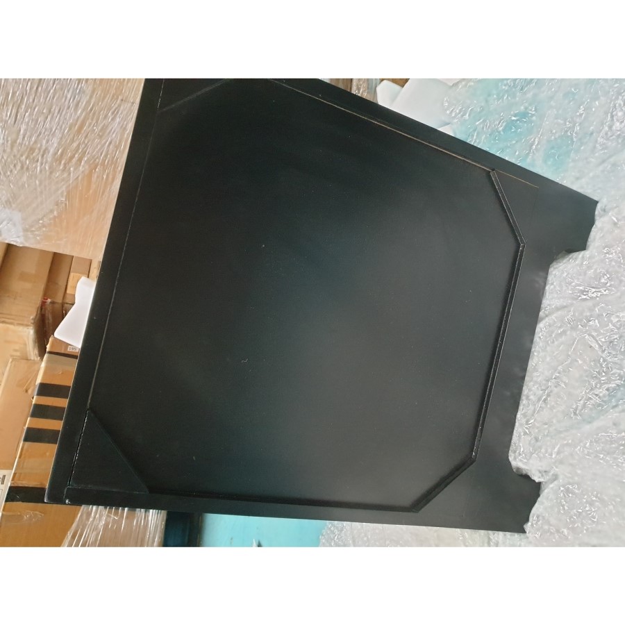 GRADE A2 - Black Solid Wood 2 Drawer Bedside Table with Carved Detail - Alexis