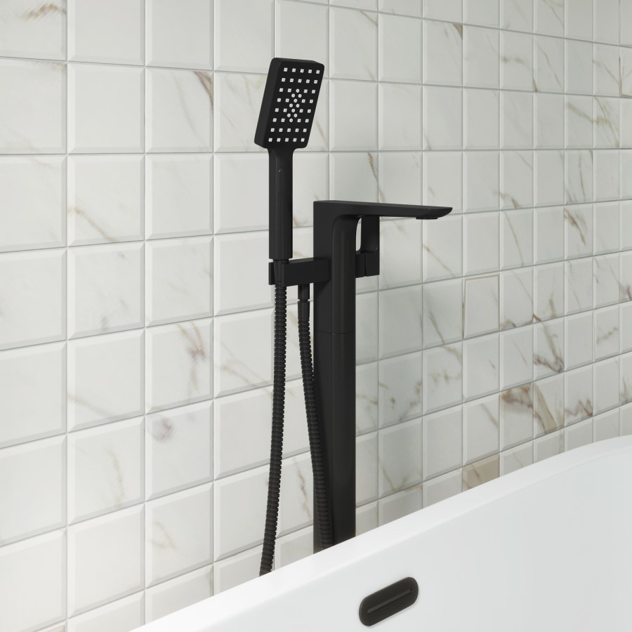 Black Freestanding Bath Shower Mixer Tap - Zana