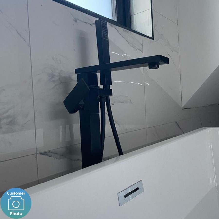 Black Freestanding Bath Shower Mixer Tap - Zana