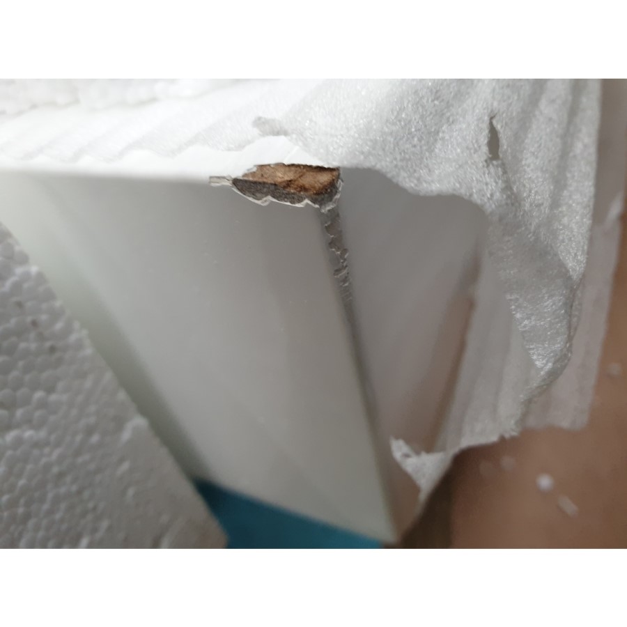 GRADE A2 - Large White Gloss TV Unit with Storage - TV's up to 83" - Harlow