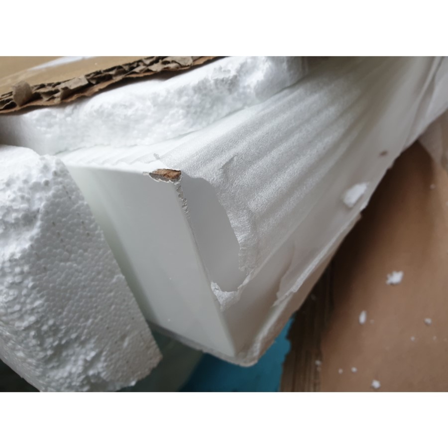 GRADE A2 - Large White Gloss TV Unit with Storage - TV's up to 83" - Harlow