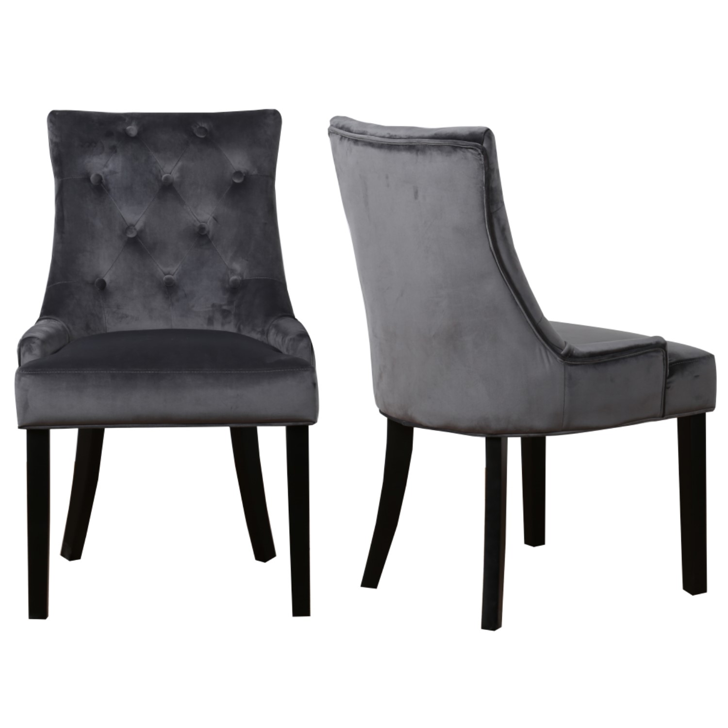 GRADE A1 Kaylee Grey Velvet Dining Chairs with Black Legs Set of 2