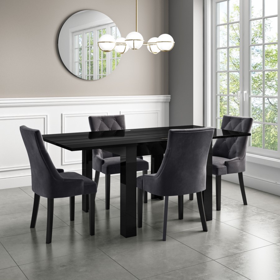 Set of 2 Grey Velvet Dining Chairs - Kaylee