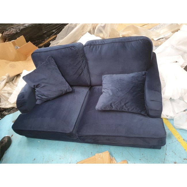 GRADE A2 - Navy Blue Velvet 2 Seater Sofa - Payton