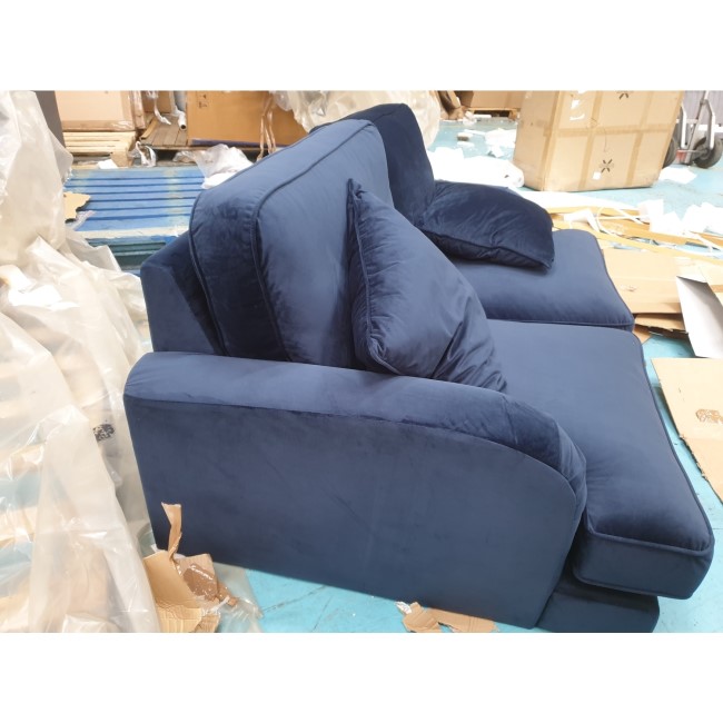 GRADE A2 - Navy Blue Velvet 2 Seater Sofa - Payton