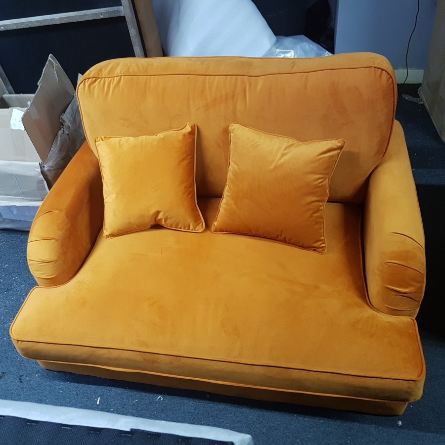 GRADE A2 - Opulence Orange Velvet Loveseat - Payton