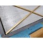 GRADE A2 - Zhara 2 Drawer Dressing Table in Grey with Gold Painted Wood Trim