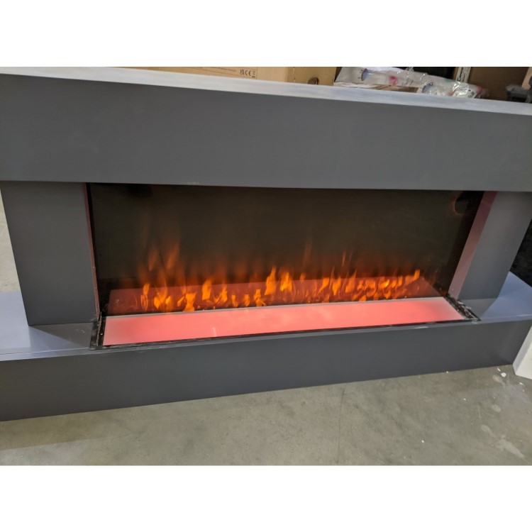 GRADE A2 - Grey Wall Mounted Electric Fireplace Suite with LED Lights - Amberglo