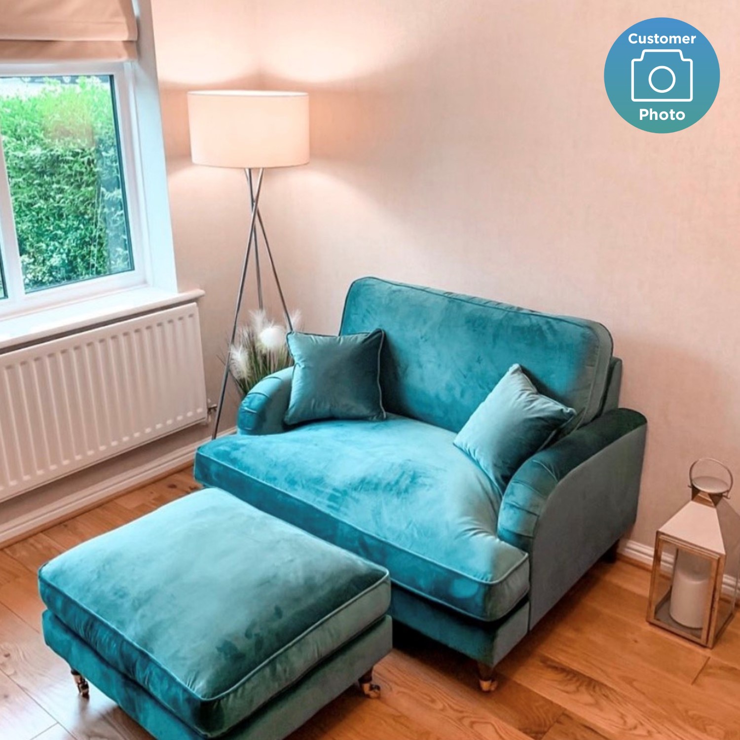 Teal Blue Velvet Loveseat - Payton - Furniture123