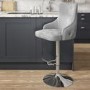 GRADE A2 - Light Grey Velvet Swivel Bar Stool - Height Adjustable - Jade Boutique