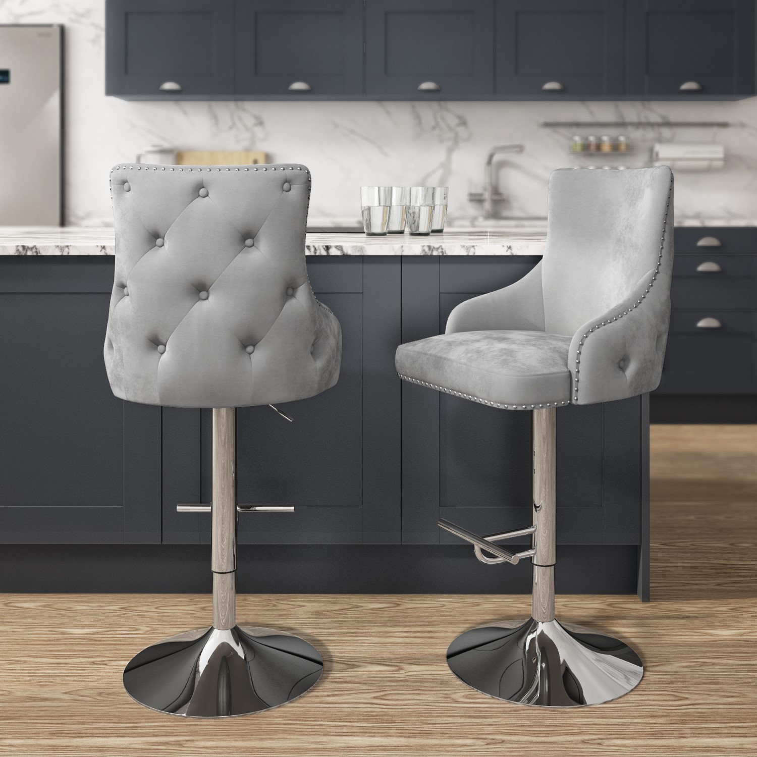 velvet swivel bar stool