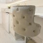 GRADE A2 - Light Grey Velvet Swivel Bar Stool - Height Adjustable - Jade Boutique